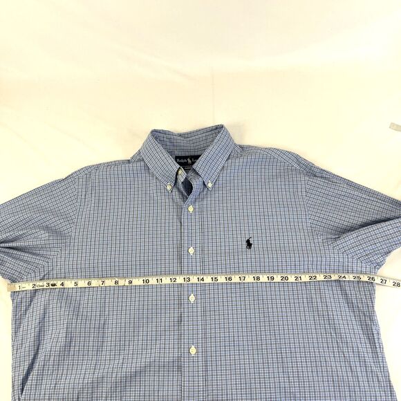 Mens Ralph Lauren Classic Fit Long Sleeve Button Down Shirt Sz XL Blue Check - Picture 3 of 7